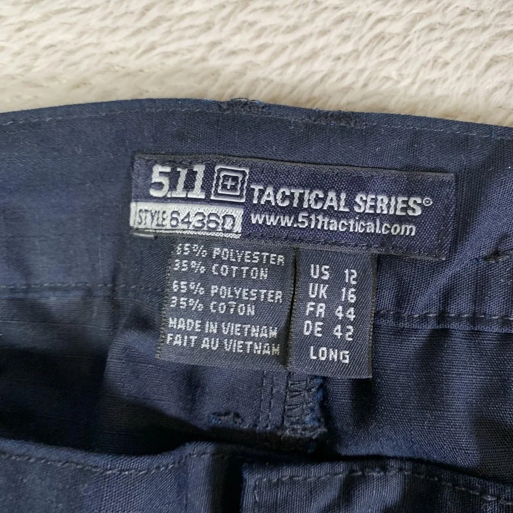5.11 Tactical Cargo Pants Womens 12 Long Navy Blue Elastic Waist Twill‎ Workwear